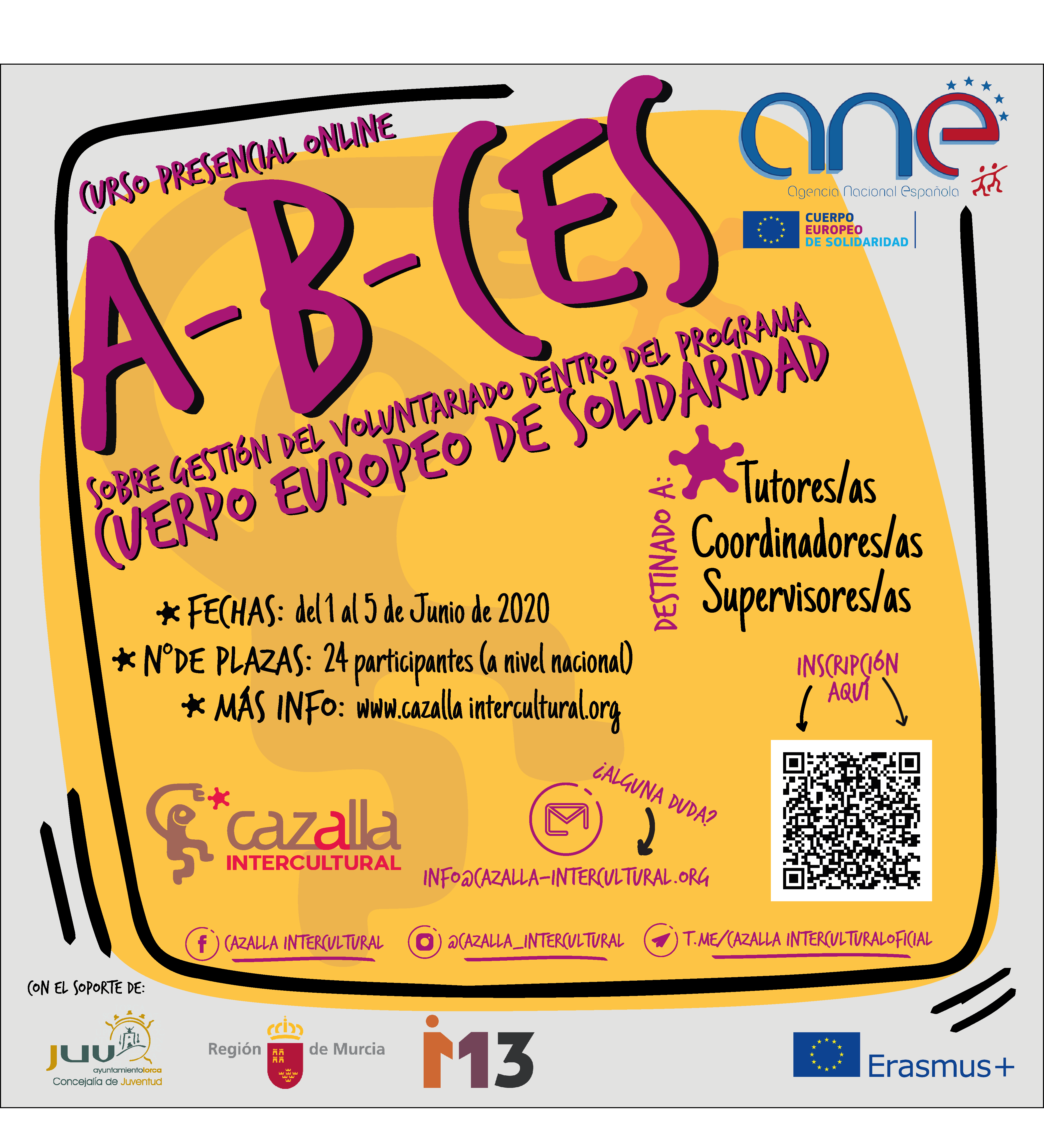 A-B-CES Curso presencial online sobre gestión del voluntariado dentro del Programa Cuerpo Europeo de Solidaridad