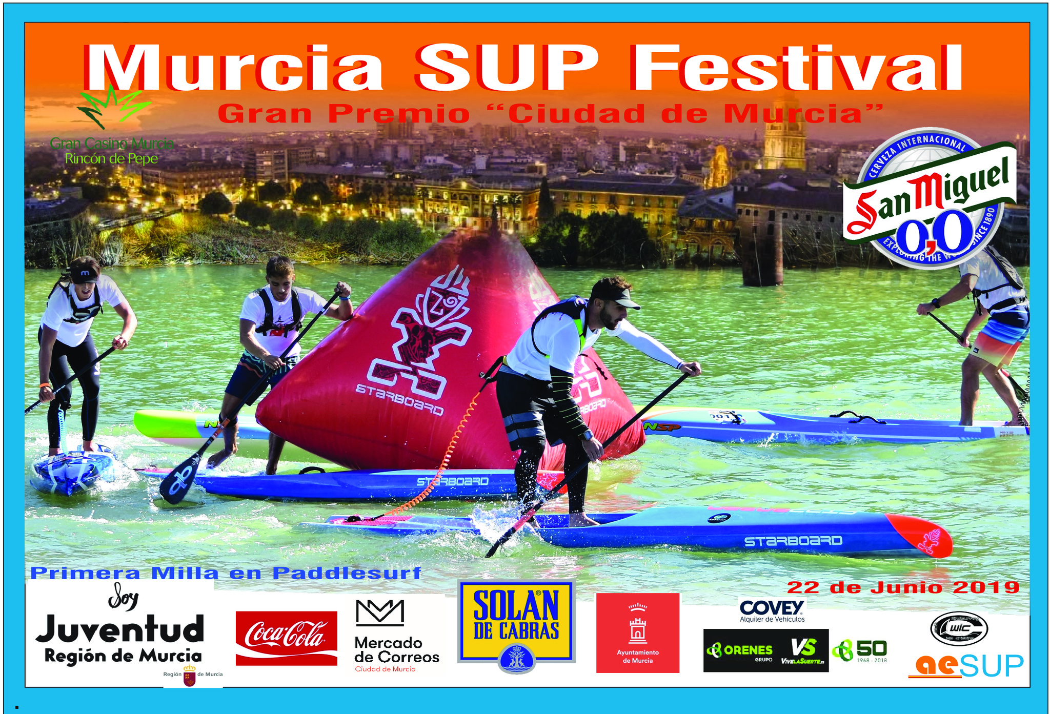 Más de 50 deportistas participarán en el festival 'Gran Premio Ciudad de Murcia' de paddle surf